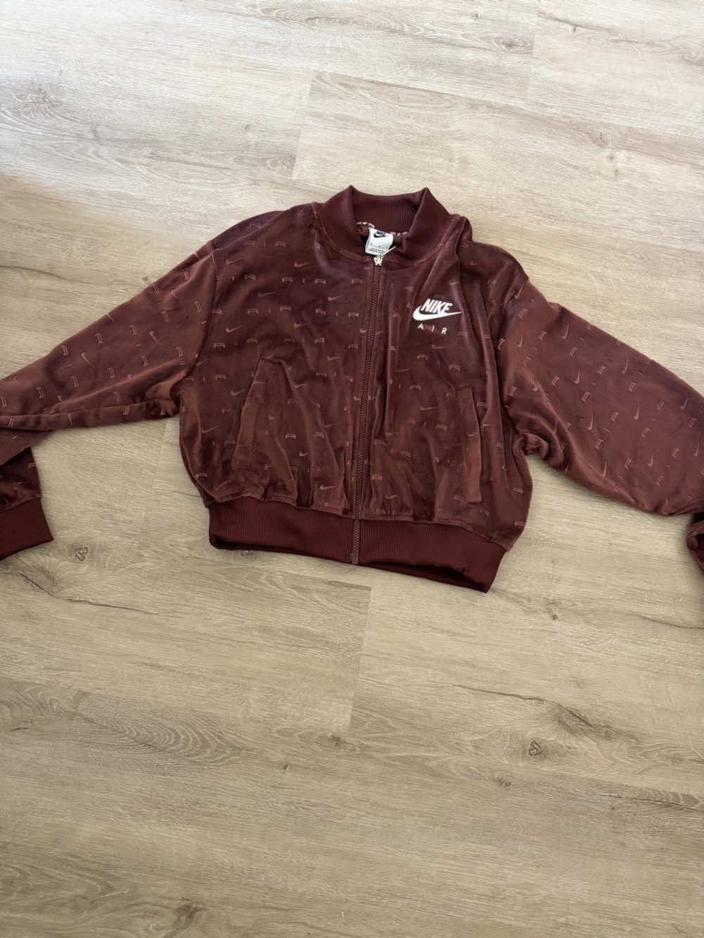 Nike Women's Brown Velvet Bomber Jacket - Picture 3 of 3